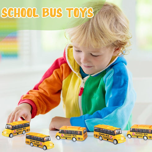 12 Pcs School Bus Toy, Back to School Pull Back Bright Yellow Bus for Girls and Boys Classroom Gift