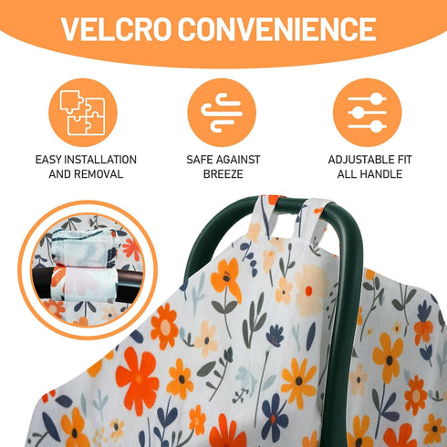 80S Summer, Muslin Car Seat Cover for Babies - Soft & Breathable Infant Carrier Canopy, Lightweight Sunshade