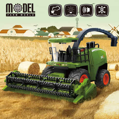 2 2.4Ghz fisca Remote Control Harvester Tractor with Grian Combine Heads, RC Farm Tractor Truck Farm Vehicle Toy