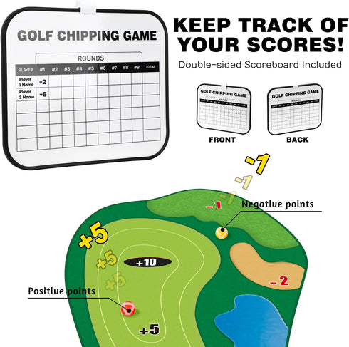 Set TOY Life Chipping Golf Game Mat Indoor Outdoor Games for Adults and Family Kids Outdoor Play Equipment Stick Chip