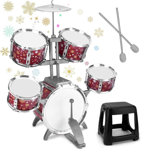 Kids Drum Set for Toddlers Musical Jazz Drum with Stool Toys for