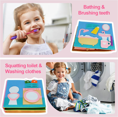 2 3 4 5 6 BizyKoady Montessori Felt Busy Book Toddlers Quiet Book Preschool Early Learning Educational Travel Toys