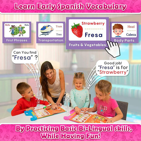 35 Counting, ABC Learning Sound Book for Toddlers Interactive Busy Book with English & Spanish, Alphabet, Music