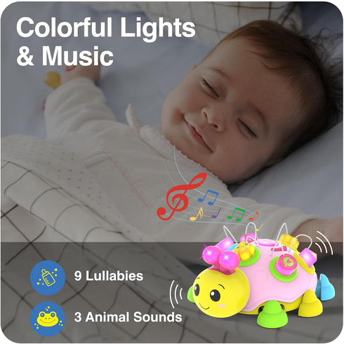 Holaxander 6-12 7 8 9 10 11 1-2 Baby Musical Ladybug Crawling Toys,Baby Toy Months with Light-up Music, Early