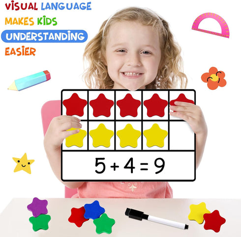 LOOIKOOS Magnetic Ten-Frame Set – Math Manipulative EVA Number Counting Games – Montessori Educational Toy Gift