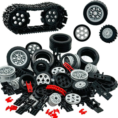 Miutrue Technical Parts Car Gears Wheels Treads Chain Links Building Blocks Accessories Pieces