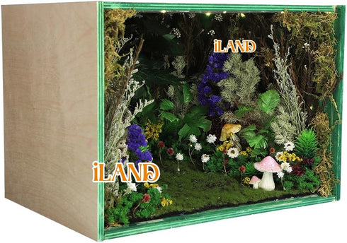 iLAND Large Wooden Display Box for Collectibles, Diorama Case, Quick-build Unfinished 15.7“ x 11” x 11“