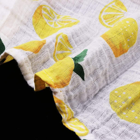 Baby Swaddle Blanket - Unisex Cotton Muslin Swaddling Blanket, Nursing Cover & Burping Cloth - Lemon