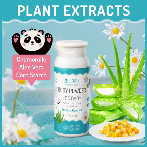 100g/3.5oz (2pack) Baby Body Powder | Cornstarch + Lavender Pollen Formula, Gentle Care & Rash Prevention, Talc-Free