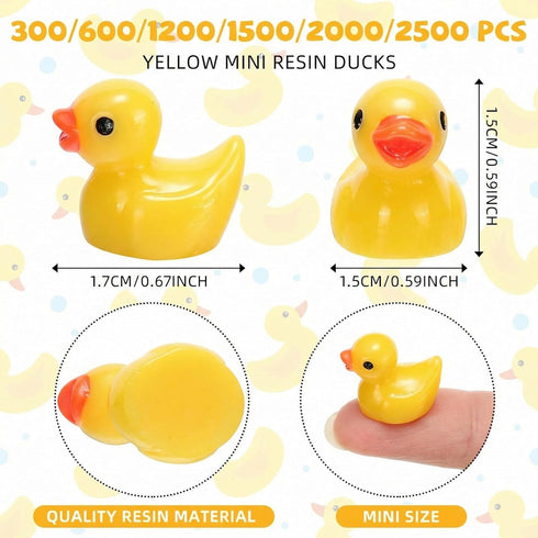 600 Barydat Pcs Mini Resin Ducks Yellow Bulk Tiny Duck Decoration for Hide and Seek Prank Cruises Miniature Garden