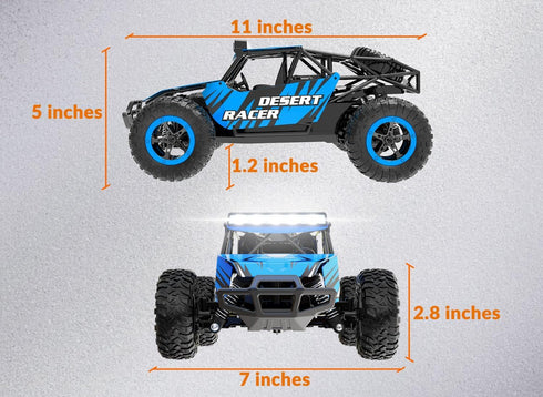 RACENT Remote Control Cars - 1:16 Scale 20kph Fast RC Truck, All Terrain Off-Road Monster Truck for Kids