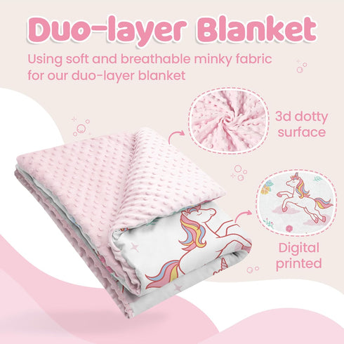 SANDJEST Unicorn Baby Blankets for Girls 30 x 40 - Kids Throw Minky Blanket with Double Layer Dotted Backing - Gifts for Birthday Baby Shower by SANDJEST