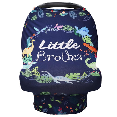 Baby Car Seat Cover for Boys, Little Brother Canopy, Multiuse Nursing Covers, Dinosaur Theme, Ultra-Soft