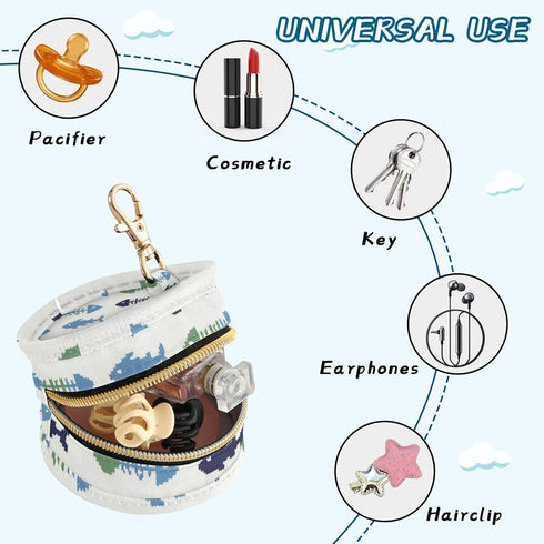 PYBUG Fish Round Pacifier Storage Case, Polyester & TPU Lined with Hook Buckle, Pacifier Container Box for Baby