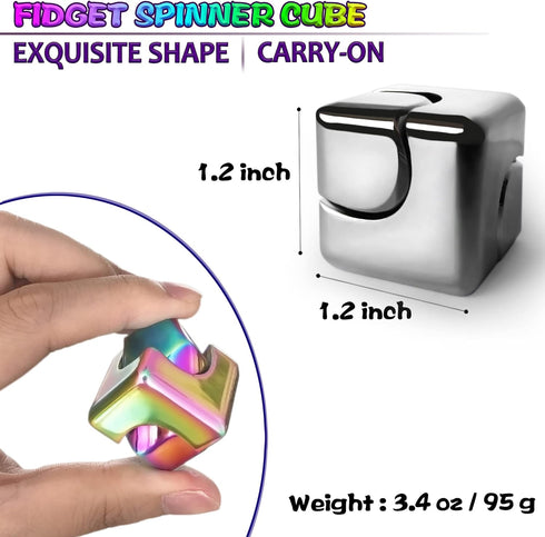 Fidget Spinner Toys Cube Adults, Easter Basket Stuffers for Teens Metal EDC Cool Desk Gadgets Office Toys Small Anxiety