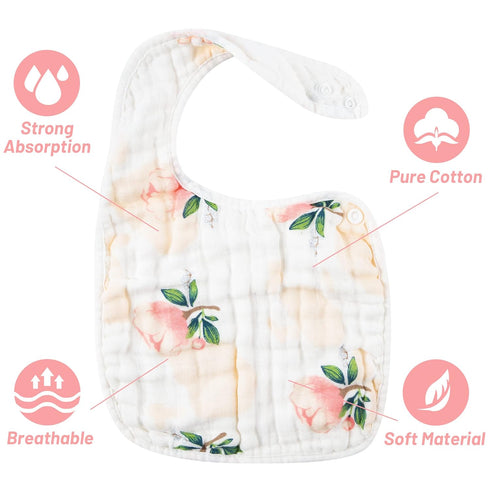 Zainpe 6Pcs Snap Muslin Cotton Bibs for Baby, Adjustable Burp Cloths with 6 Absorbent Layers for Feeding and Teething