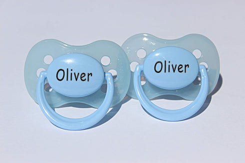 Precious Gift Company Personalized Pacifier with Name Blue, Available in 2 Pack - 6 Pack