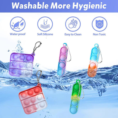 130 Pcs Pop Keychain Party Favors - Mini Fidget Toy Bulk for Birthday, Carnival, Classroom Prizes, Stress Relief Toys