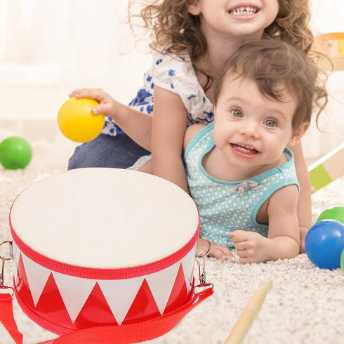 Kids 8 Inch Wooden Drum Set with 2 Drumsticks, Musical Instrument for Toddlers Boys Girls