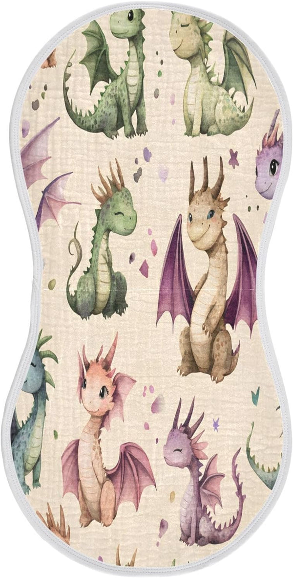 YETTASBIN Watercolor Dragon Muslin Baby Burp Cloth, Super Soft Absorbent Cotton Burp Rag