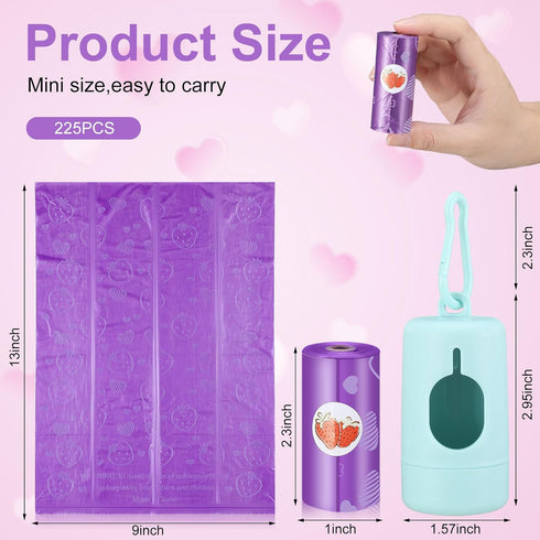 Fullhawl 15 Rolls/225 Refill Disposable Diaper Bags with Dispenser Scented Waste Baby Poop Bags Convenient and Quick