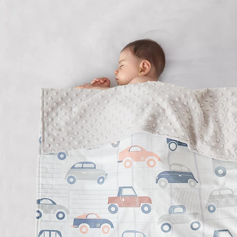 Carseat-30x40 Inches DuShow Cars Baby Blanket for Boys - Ultra Soft Double Layer Minky Blanket with Dotted Backing