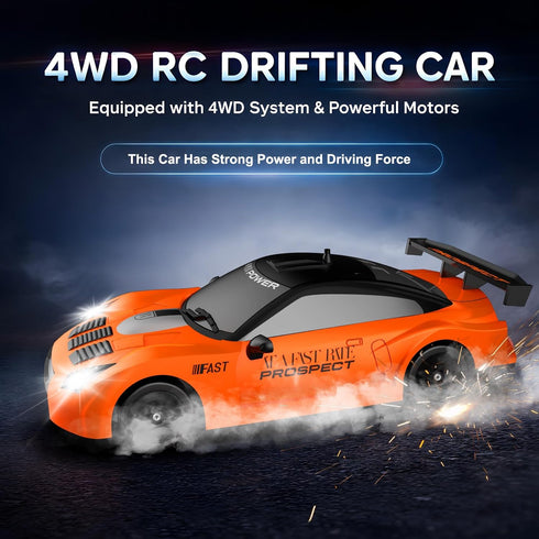 2.4GHz 1:24 4WD 15KM/H 2Pcs Remote Control Car RC Drift Car Scale High Speed Model Vehicle with LED Lights Drifting