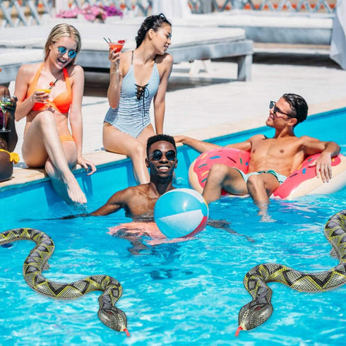 FUTUREPLUSX Inflatable Fake Snake, 3PCS Blow Up Pool Snake Floats for Reptile Jungle Party Decorations