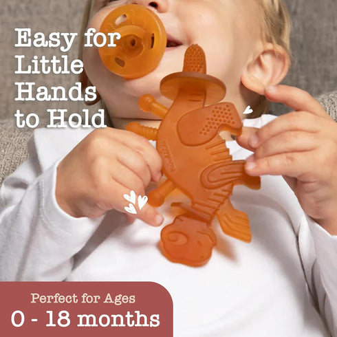 Bambeado Dibly Baby Teething Toy - Made with Natural Rubber & Amber Elements - Gentle Support, Easy to Hold, Simple