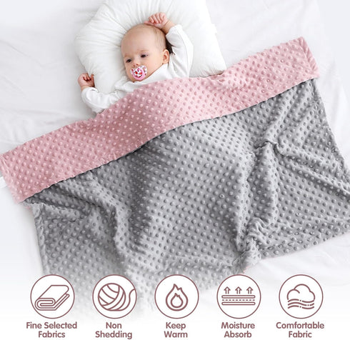 30x40inch kmilro Baby Blanket for Unisex Boys Girls Super Soft Double Layer Dotted Backing Nursery Minky Blankets