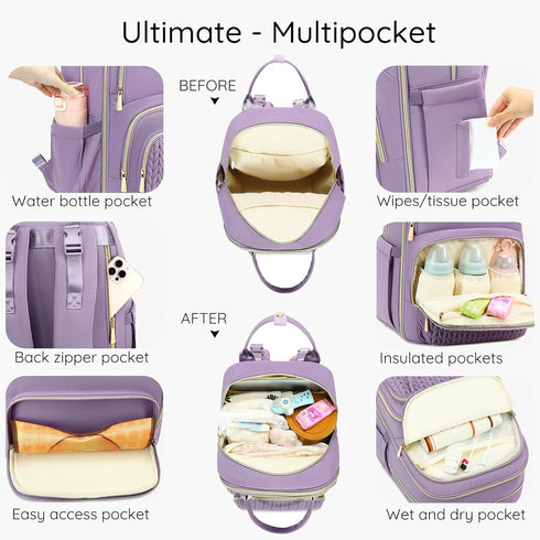 Backpack Backpack Diaper Bag - Large Multi functional, Boys, Girls & Baby Travel Essentials Tote with Changing Pad