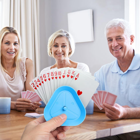 Motroce 4 4 15 Pcs Playing Card Game Holders, Colors Hands Free Triangle Shaped Poker Tray, Holds Up to Poker Cards