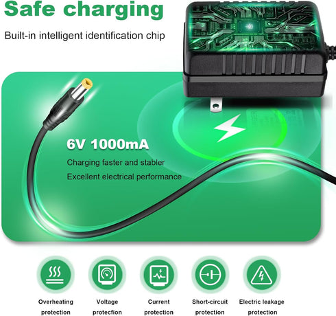 Generic 6V 6 Battery Charger for Kids Ride On Car Toys Volt Charger for Best Choice Products Trax Toddler Quad SUV