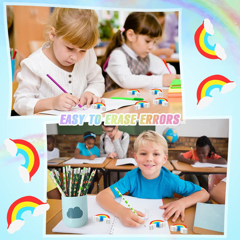 240 Pieces Rainbow Erasers for Kids, Bulk St. Patrick's Day Cute Classroom Prize Supplies