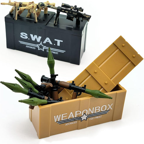 Military Weapon Pack Army Accessories Kits - 200+ pcs Toys Include Camouflage Guns, Shields, E.O.D Suits for Building