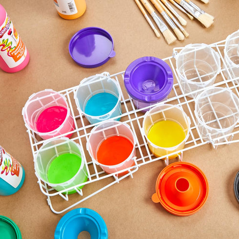 Colorations No-Mess, Air-Tight Paint Cups for Kids, Set of 10, Essential Painting Supply for Homeschool Use