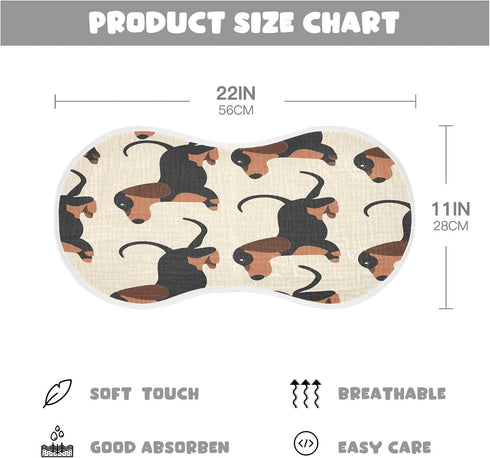 YETTASBIN Dachshund Dog Muslin Baby Burp Cloth, Super Soft Absorbent Cotton Burp Rag Baby Bibs Feeding Cloth