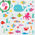Ocean Fish Wall Decals, Sea Whale Turtle Tropical Creatures Bathroom Stickers, Cartoon Decorative Wall Decal for Kids