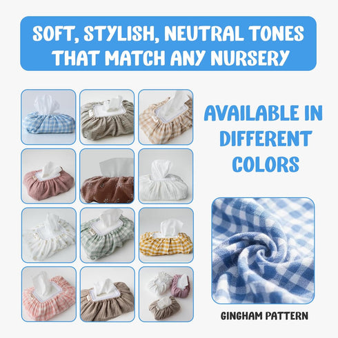 Packages Baby Wipes Cover Universal Size, One Size Fits All Wipes | Muslin Cotton Tissue Cover for Nursery, Diaper Bag