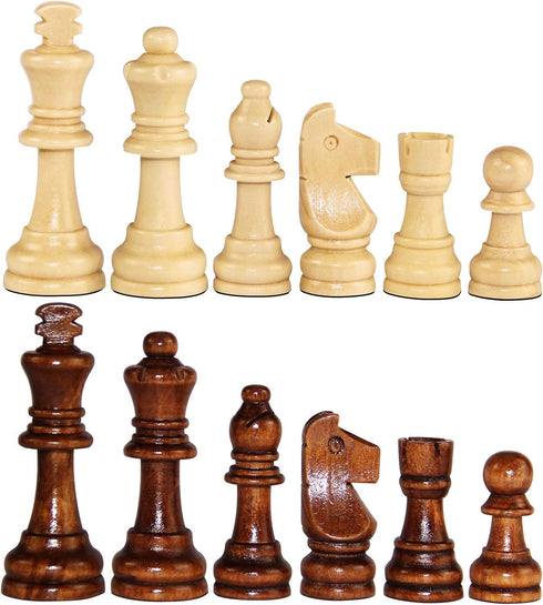 ASNEY Wooden Chess Pieces, Tournament Staunton Wood Chessmen, 3.15” King Figures, Includes Storage Bag