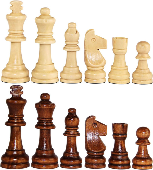 ASNEY Wooden Chess Pieces, Tournament Staunton Wood Chessmen, 3.15” King Figures, Includes Storage Bag