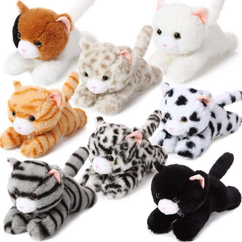 Libima 8 Pcs Cat Stuffed Animals Bulk - 8 Inch Plush Kittens, Party Favors, Birthday Gifts