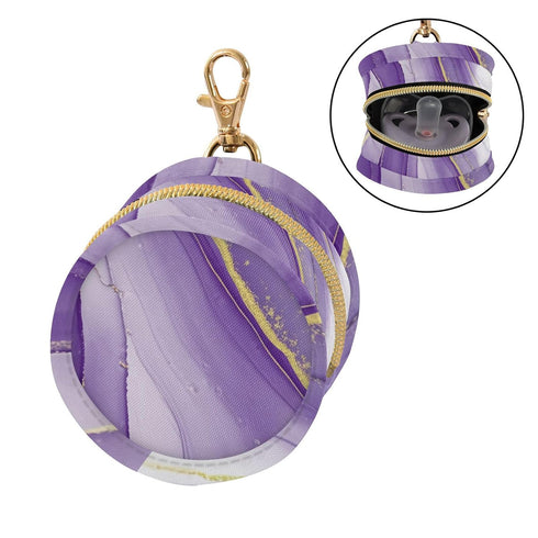 Purple Texture Round Pacifier Storage Case with Zipper, Portable Pacifier Case for Travel, Diaper Bag & Purse, Pacifier