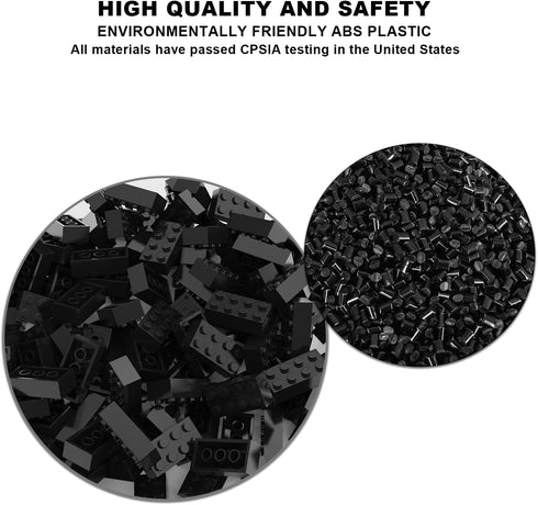Classic Bulk Brick Block 2x4, 200 Piece Building Brick Black, Creative Play Set Compatible with Lego Parts and Pieces