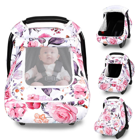 Winter Car Seat Cover Baby with Sunshade & Dual Zipper Windows -