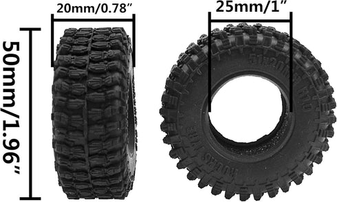 4Pcs ShareGoo 1.0" RC Crawler Tires, Micro Rubber Tires Width 20mm Compatible with Axial 1/24 SCX24 Gladiator