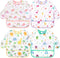 Accmor 4 Pack Long Sleeve Bibs, Baby Smock Waterproof Sleeved Bib Smock