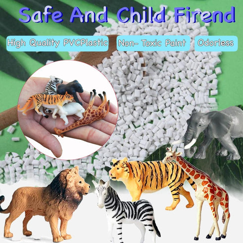 12 Pcs Realistic Mini Safari Zoo Animal Figurines - Plastic Educational Playset for Cake Toppers and Parties