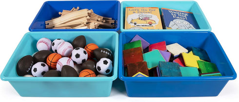 Humble Crew Toy Storage Bins for Kids, Set of 4, Navy/Teal, Large Plastic Storage Bins