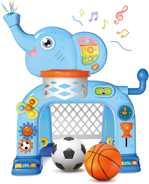 SpringFlower Toddler Basketball Hoop & Soccer Goal Activity Center Toys with Light